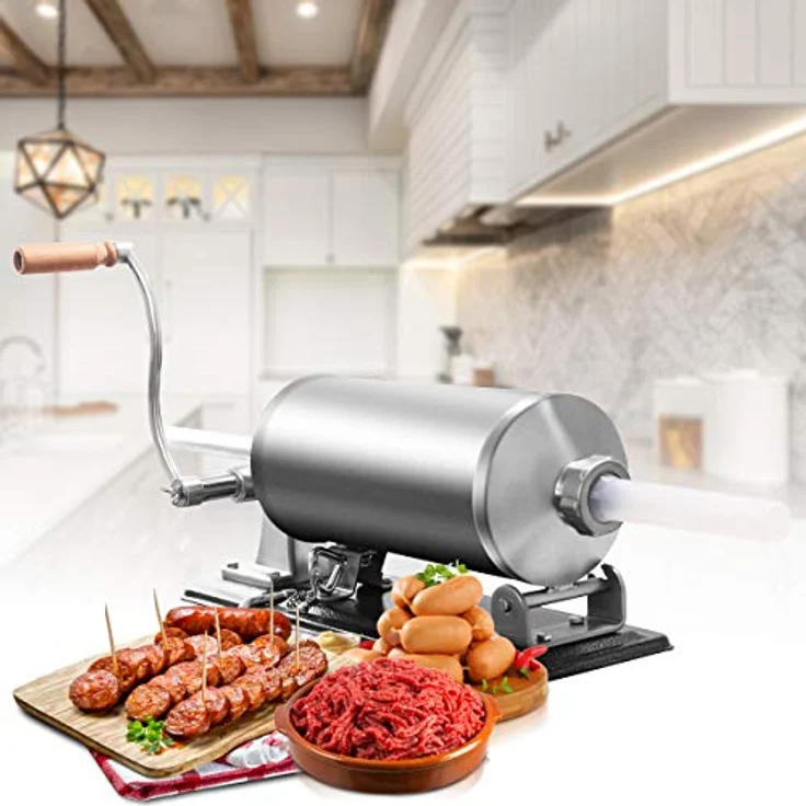 COSTWAY Wurstfüllaufsatz, Wurstmaschine mit 4 Füllrohre & Tischklemme, 4,8L, Aluminium & Edelstahl – Bild 3