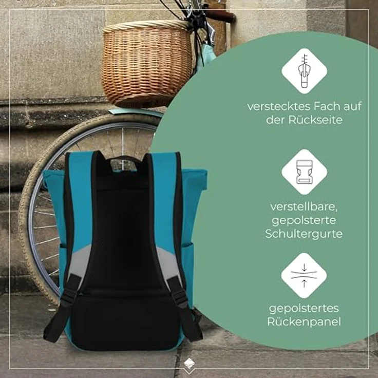 travelite BASICS Roll-Up Rucksack, Freizeitrucksack aus wasserfester Plane, atmungsaktive Rückwand, vielseitig einsetzbar – Bild 6