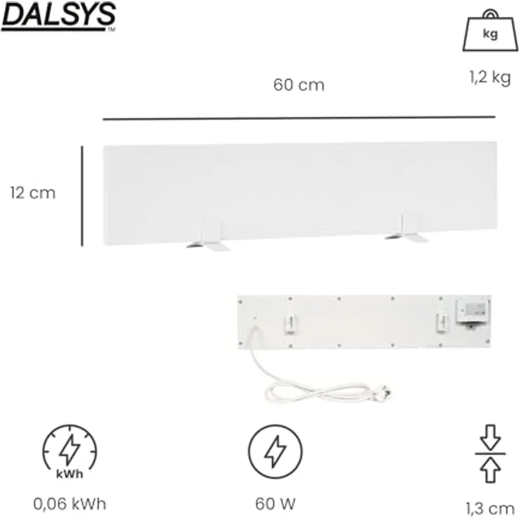 Dalsys Anti-Schimmel-Heizung 60W, Infrarotheizung für Wand & Bad, 12 x 60 x 1,3 cm, chemiefreier Schimmelentferner, IP44-zertifiziert – Bild 2
