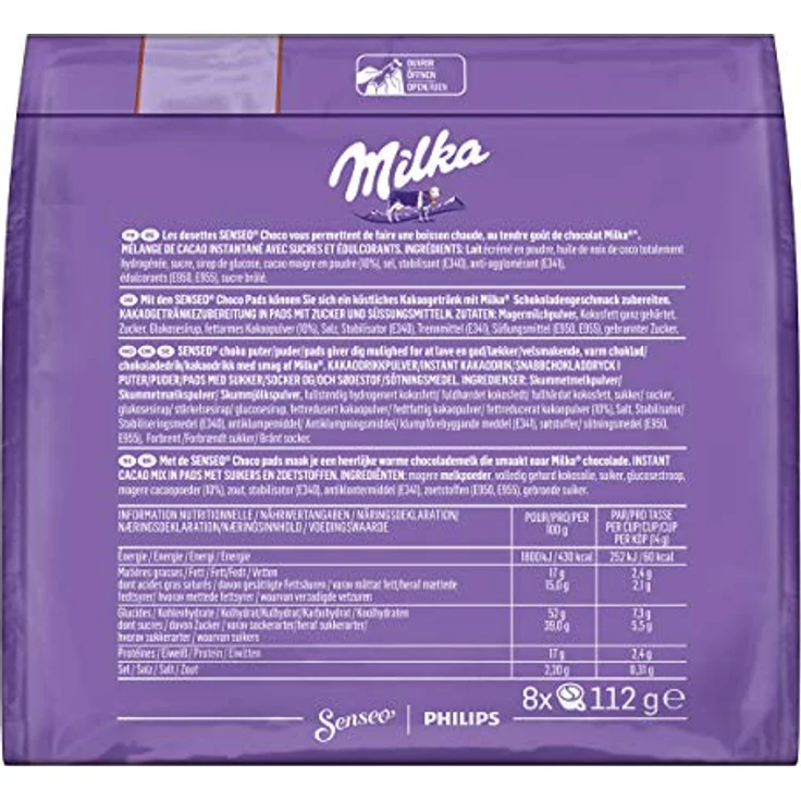 Senseo Milka Choco Pads 2er Set, Schokoladengetränk, Kakaogetränk, Kaffeepads, 2 x 8 Pads - Portionen – Bild 3