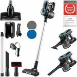 TZS First Austria Akku Handstaubsauger | LED Beleuchtung | bis zu 40 min Akkulaufzeit | HEPA-Filter | 2-in-1 | Wandladestation | 0,5l Staubbehälter | schwarz/blau