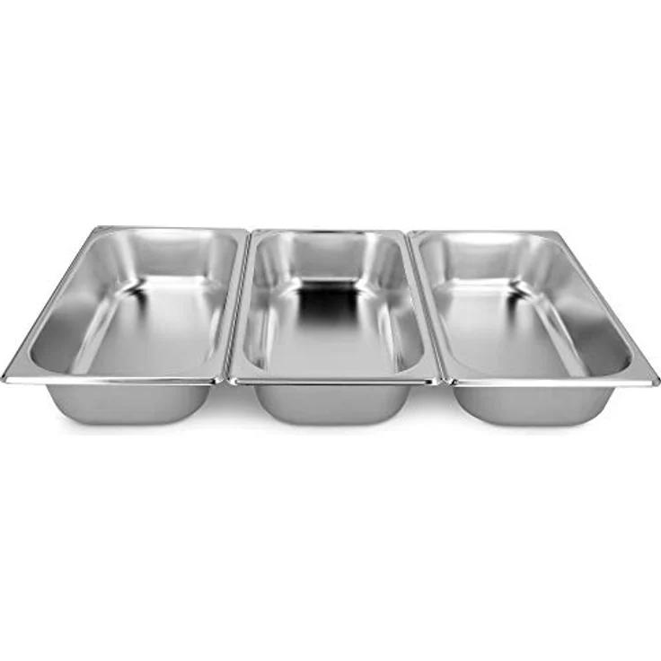 Navaris Panier-Set aus Edelstahl 3-teilig - 3x Schale zum Panieren 32,5 x 17,5 x 6,5 cm - Schnitzel Fleisch Fisch - Metall Panierstraße rechteckig – Bild 5