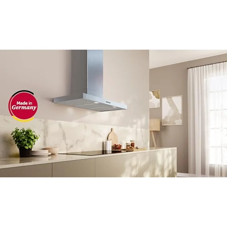 NEFF D95BCC2L0 N 50, Wandesse 90 cm, energiesparender Kondensatormotor, Dual-Filter-System, 3 Leistungsstufen, spülmaschinengeeignete Metallfettfilter, Metall-Optik, Made in Germany – Bild 2