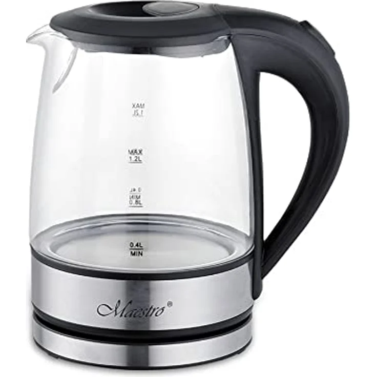 Feel Maestro Czajnik elektryczny, MR-062, 1,2 l, srebrny/czarny/przezroczysty – Bild 1
