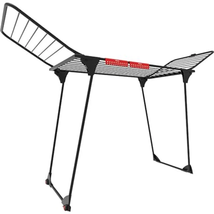 Vileda King Ultimate Wäscheständer, 20 m Trockenleinenlänge, Flügelwäscheständer mit Rollen, Kleinteilehalterung, Schwarz – Bild 1