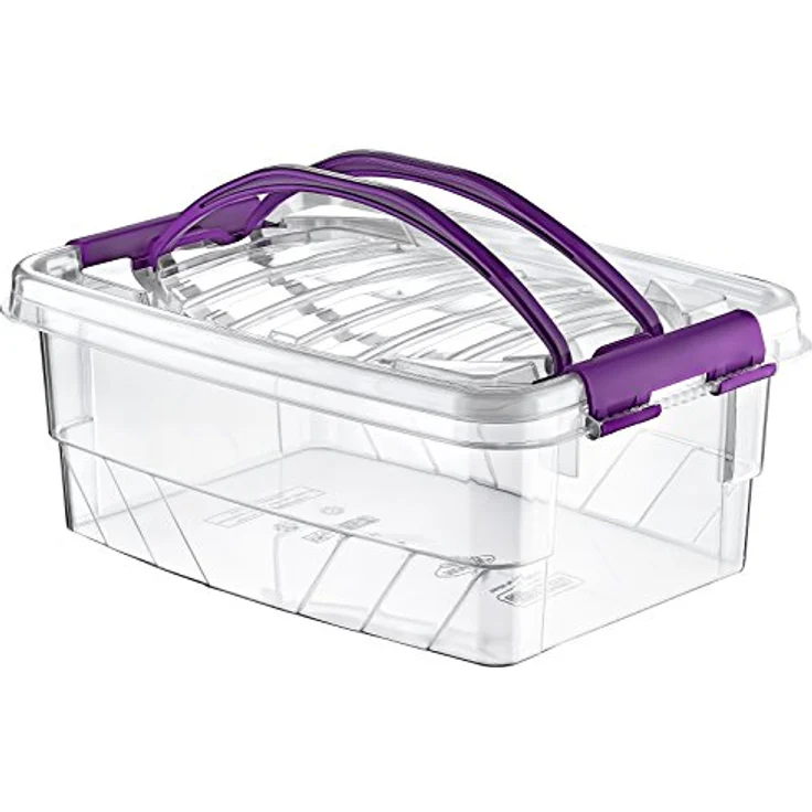 HOBBY LIFE Aufbewahrungsbox, Kunststoff, 5 l mit Clickverschluss, transparent mit grünen Griffen, lebensmittelecht und stapelbar – Bild 1