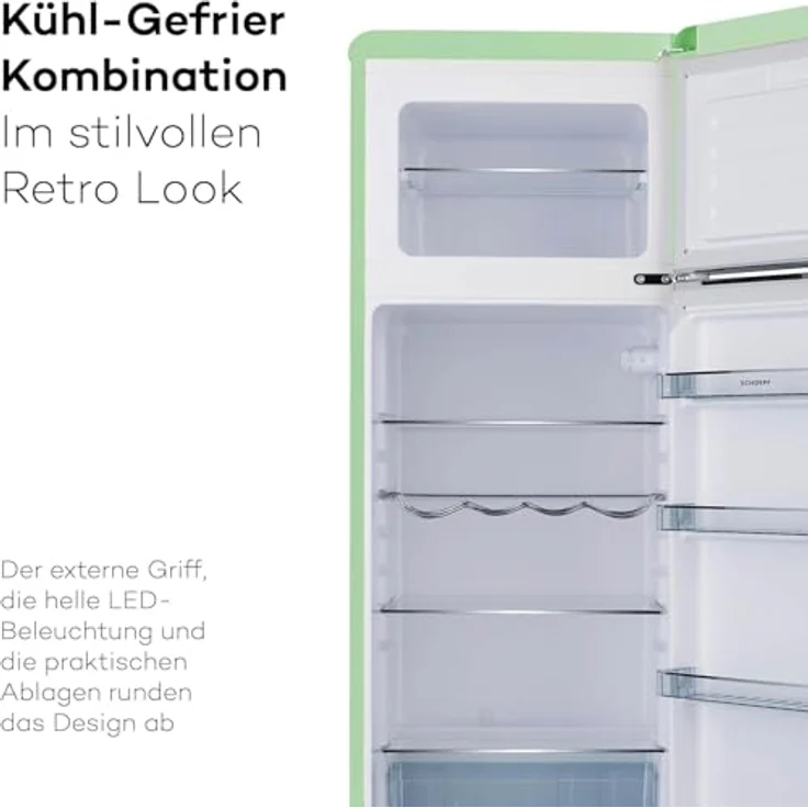 SCHOEPF Kühl-Gefrierkombination RKG218DSG, Retro Design, Mintgrün, 211 Liter, Energieeffizienzklasse D – Bild 5