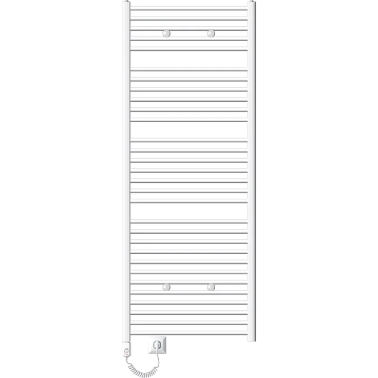 LuxeBath Badheizkörper Elektrisch mit Heizstab 1200W, 750x1800 mm, Weiß, gebogen, inklusive Wandmontage-Set