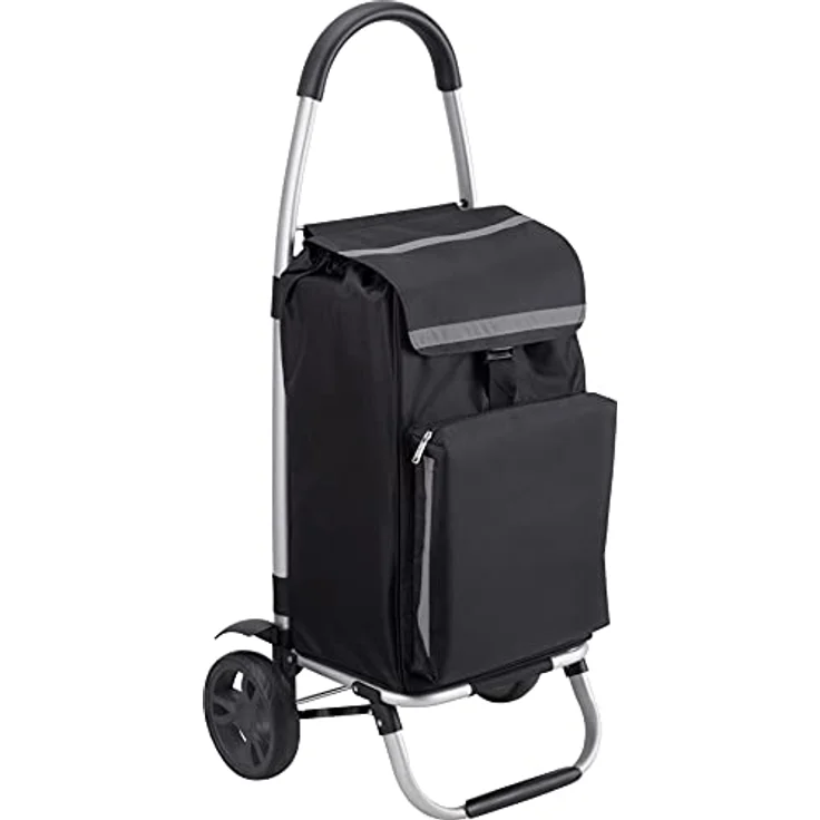 Meister Einkaufstrolley - 54 Liter - Extra große Reifen - Mit Kühlfach - Abnehmbare und regenfeste Tasche - Aufhängung für den Einkaufswagen / Klappbarer Shopper / Einkaufsroller / Schwarz, 6816800 – Bild 1