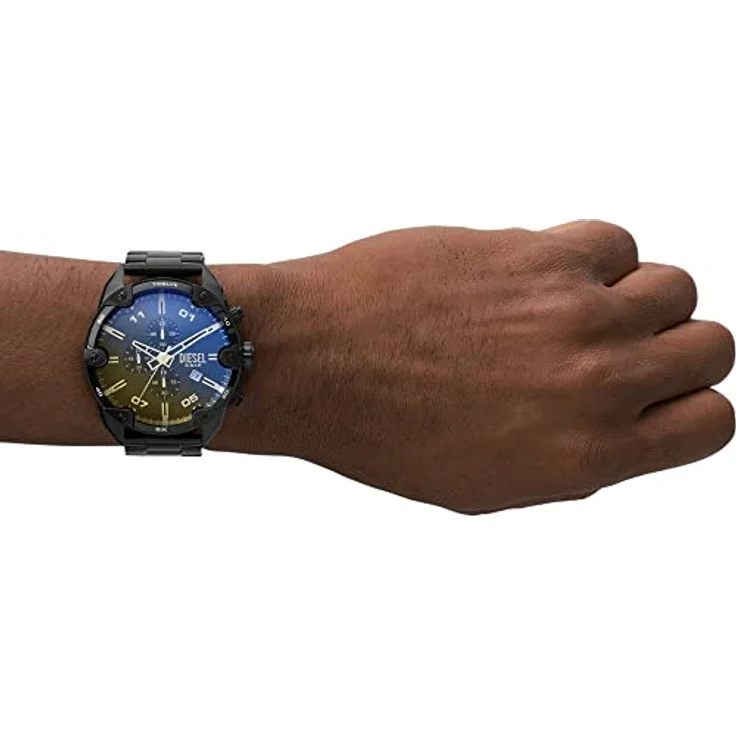 Diesel Herrenuhr Spiked, Chronographenwerk, 49mm Schwarzes Edelstahlgehäuse mit Edelstahlarmband, DZ4609 – Bild 4