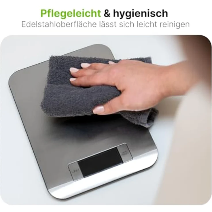 ProfiCook PC-KW 1061 digitale Küchenwaage mit großem LCD-Display, Wiegefläche aus Edelstahl, Tara-Funktion, Abschaltautomatik – Bild 5