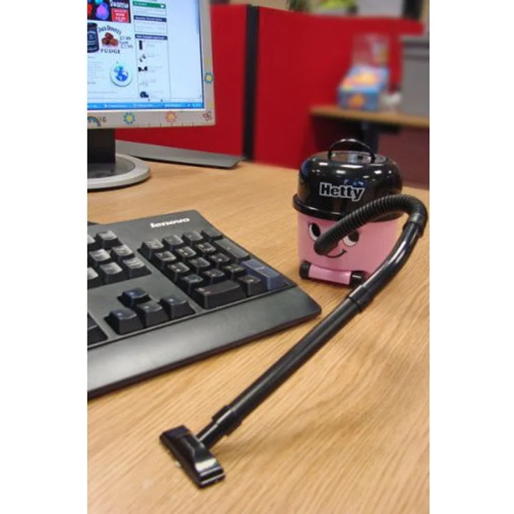 Paladone Hetty Hoover Schreibtischstaubsauger, pinkfarbener Mini-Computer- & Tastaturreiniger mit 30cm Schlauch, tragbar und leicht – Bild 2