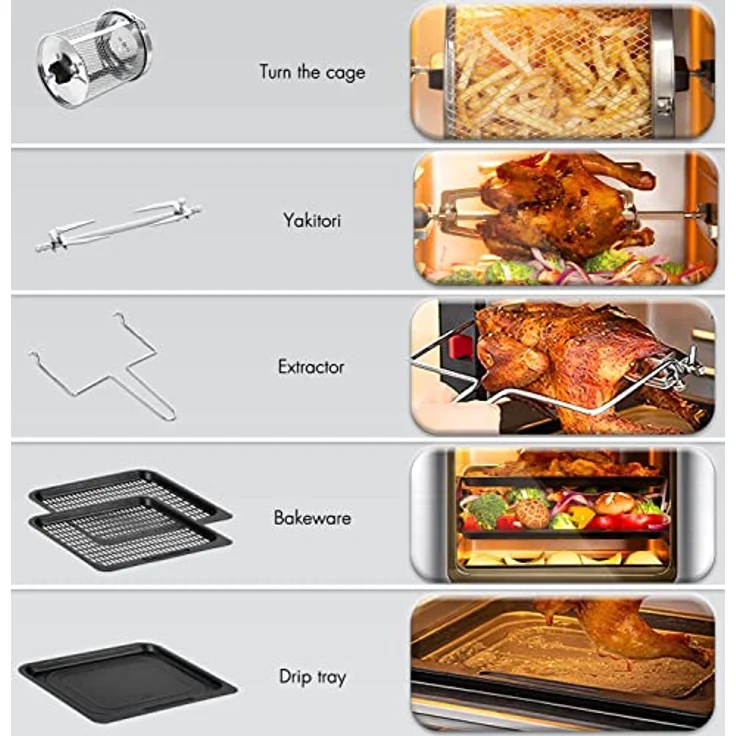Heißluftfritteuse,10L Air fryer Fritteuse,Uten XXL Heißluft-ofen,12 in 1 Heissluftfritteuse mit digitalen LED-Display, 6 Zubehör & Rezeptbuch, Edelstahl,1500W – Bild 4