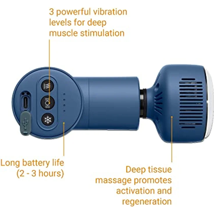 medisana MG 600 Massagepistole, Elektrisches Massagegerät, Erholung & Muskelentspannung, Wärme und Kälte Funktion, Inkl. 7 Massageaufsätze & 3 Vibrationsstufen – Bild 5