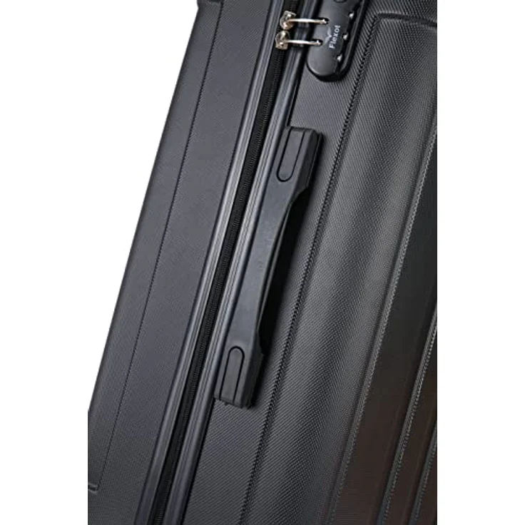 Flexot® F-2045 Hartschalenkoffer, Handgepäck & 3tlg Kofferset (16 Farben zur Auswahl) Zwillingsrollen Bordcase Reisekoffer Trolleys, elastisch und leicht, Schwarz – Bild 5