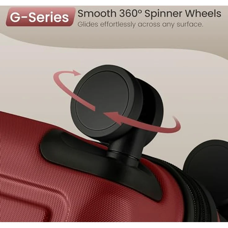 SHOWKOO Kofferset 3 Teilig (M L XL) Hartschale aus ABS+PC, erweiterbar, TSA Schloss, 4 Rollen, rot – Bild 3