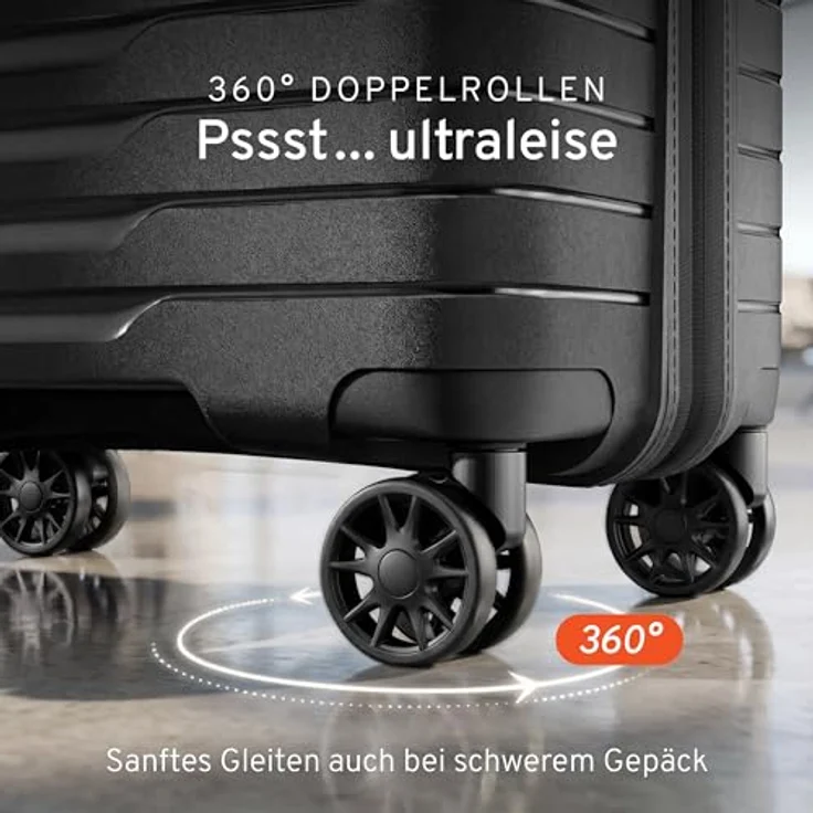 Stratic Novium Kabinentrolley S 55 cm, 4 Rollen mit Dehnfalte, schwarz, 100% Polypropylen – Bild 3
