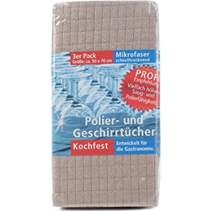 Gözze - Geschirrtuch-Set, 3-teilig, Mikrofaser-Poliertuch, 50 x 70 cm - Taupe – Bild 4