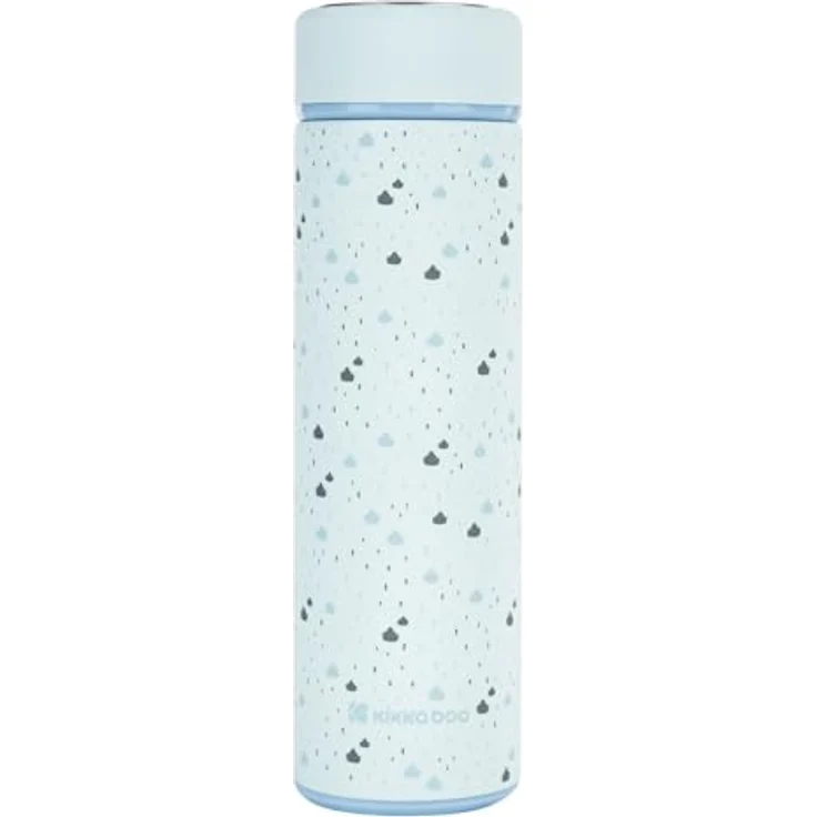 KikkaBoo Savanna, Thermoskanne für Babys, 500 ml Edelstahl, lekfrei mit Teesieb, für heiße und kalte Getränke, blau – Bild 4