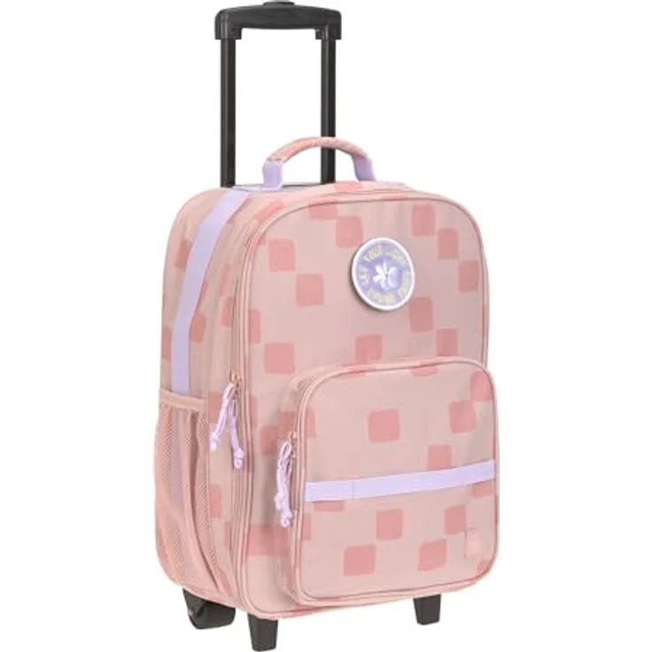 LÄSSIG Weichgepäck-Trolley, 2 Rollen, geometrisches Muster, 22 l Volumen, rosa – Bild 1