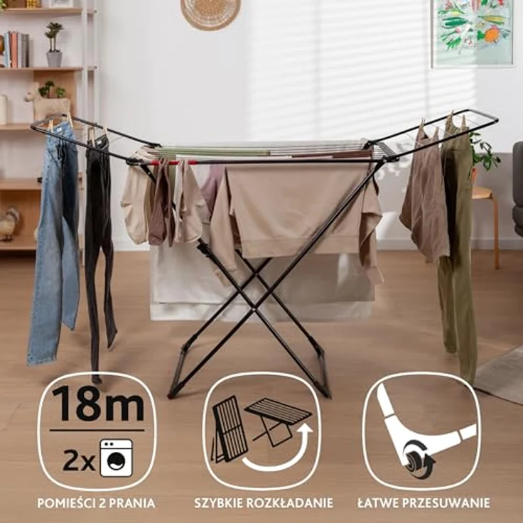 Vileda Wäscheständer UNIVERSAL Ultimate Wäscheständer, mattschwarz, 18m Leinenlänge - Preisvergleich – Bild 4
