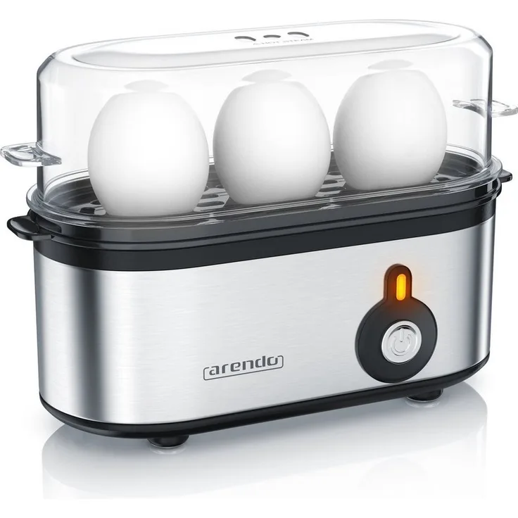 Arendo Eierkocher Threecook, 210 W, Edelstahl, für 1-3 Eier, individueller Härtegrad, BPA-frei