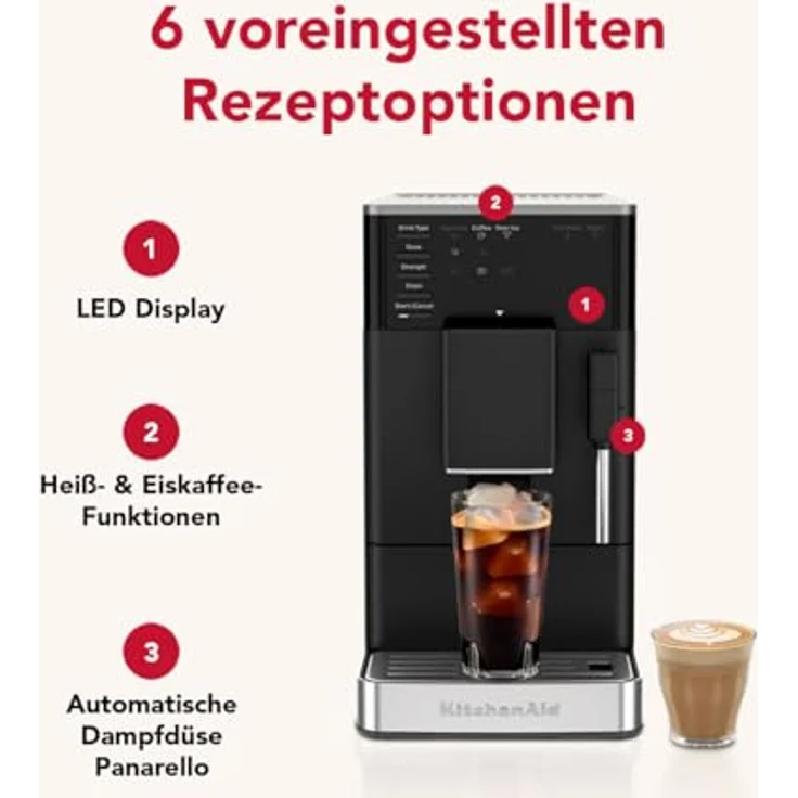 KitchenAid Kaffeevollautomat 5KES8452EBM, IntelliGrind-Technologie mit automatischer Mahlgrad-Einstellung, Schwarz – Bild 2