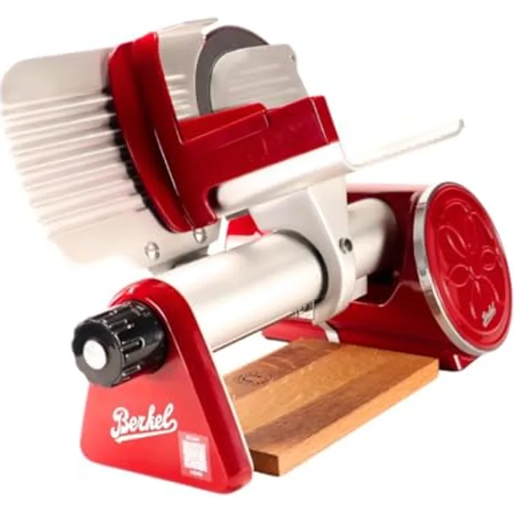 Berkel Icon Line Slicer, Aufschnittmaschine mit 170 mm Klinge und verchromtem Stahl, rot