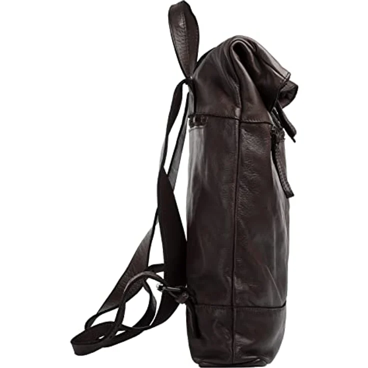 forty° Tagesrucksack aus echtem Leder, Made in Italy, Vintage Look, quadratisch, braun – Bild 5