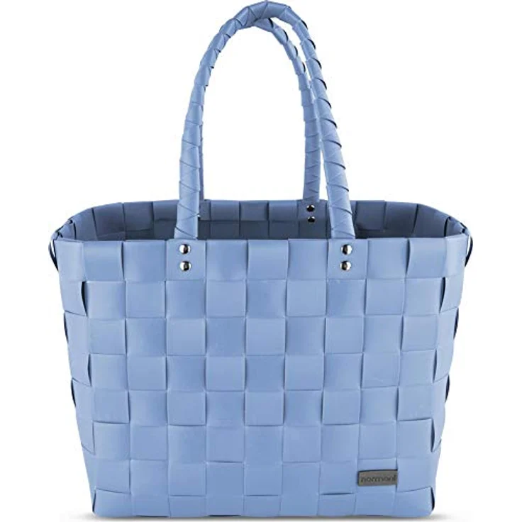 normani Einkaufstasche geflochten mit Henkeln, extra robuste Tragetasche für Lebensmittel und Haushaltswaren, 20 Liter Volumen, Farbe Light Blue – Bild 1
