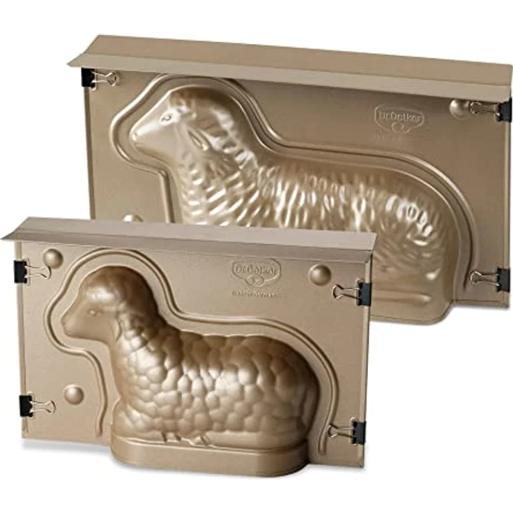 Dr. Oetker Osterbackformen-Set Goldiges Ostern, 2er Set mit Lamm- und Mini-Lammform aus Stahlblech, Antihaftbeschichtung, hitzebeständig bis 230 °C, Farbe: Gold – Bild 1