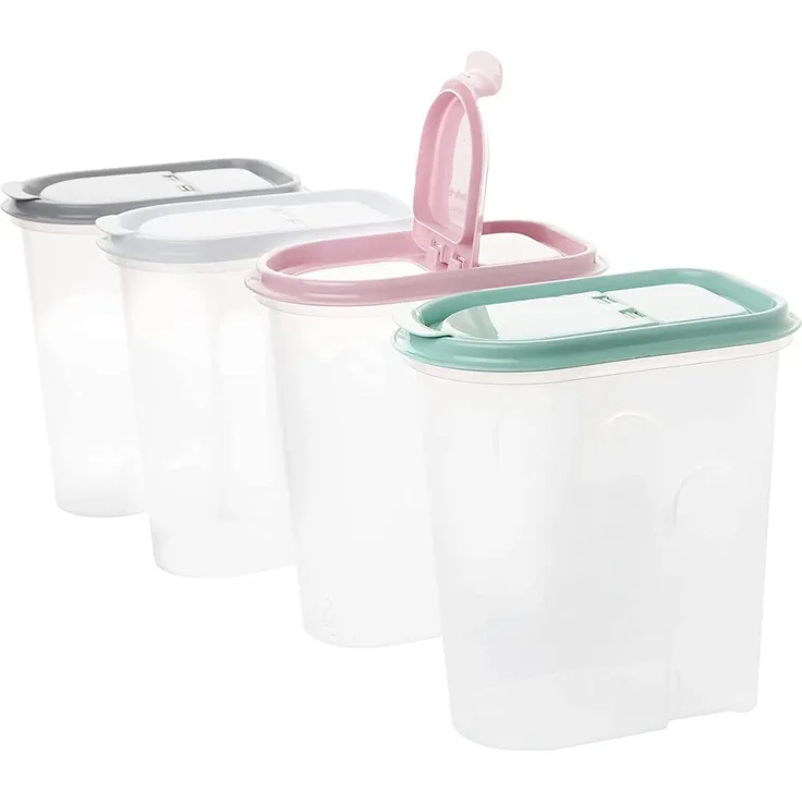 Centi Vorratsdosen 4er Set Mix, 5L Schüttdosen transparent mit Klappdeckeln und Ausgießer, spülmaschinengeeignet