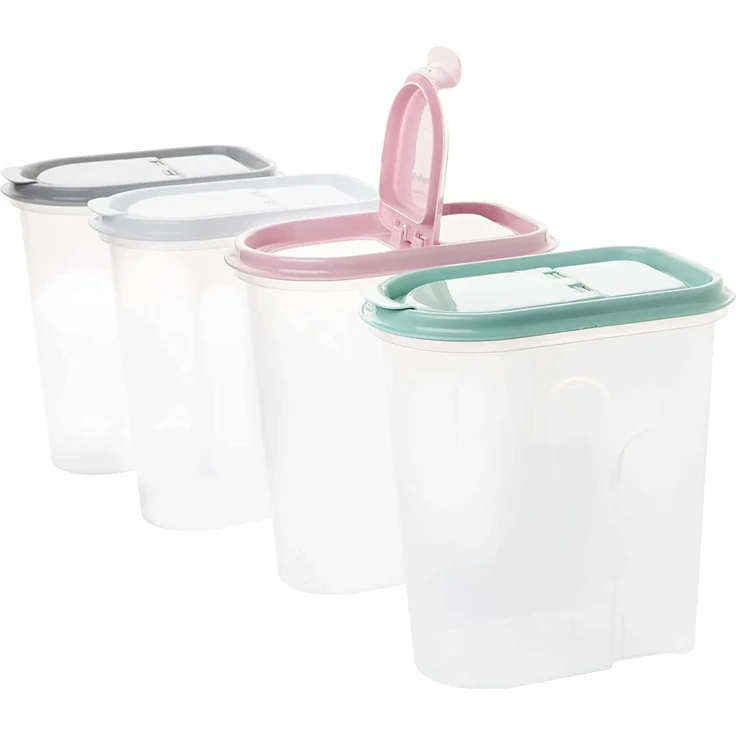 Centi Vorratsdosen 4er Set Mix, 5L Schüttdosen transparent mit Klappdeckeln und Ausgießer, spülmaschinengeeignet