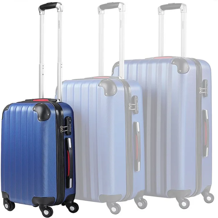 Deuba Monzana Hartschalen-Trolley, 4 Rollen, Baseline Handgepäck ABS Hard Case Gehäuse gummierte Rollen