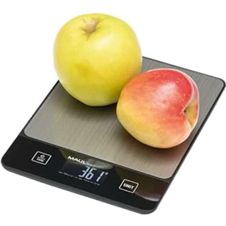 MAUL Küchenwaage MAULlibra, 5000 g Tragkraft, bruchsicheres Kunststoffgehäuse, schwarz, mit benutzerfreundlicher Tastenführung und LCD-Display – Bild 2