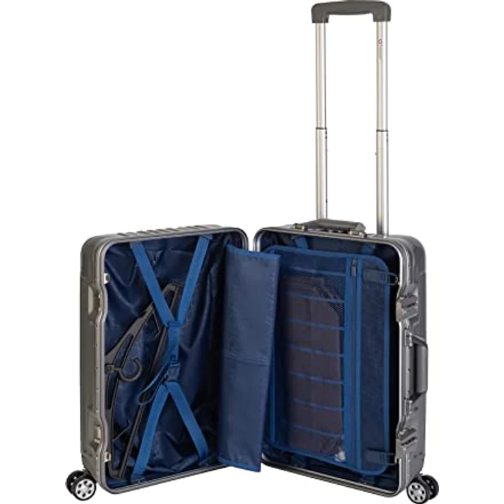 Travelhouse London Koffer Grau S-55cm Bordkoffer Alu-Rahmen Polykarbonat Hartschale TSA Zahlenschloss Handgepäck 47L – Bild 3