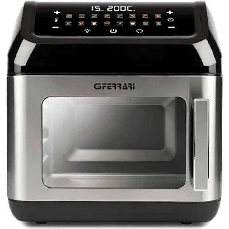 G3 Ferrari G10187 Friggisano Evo 13L Luftfrittereice, 1700 W, 13 Liter, 16 Programme, digitales Display, Dörrfunktion, Zubehör aus Edelstahl BPA/PFOA frei, inkl. Rezeptbuch