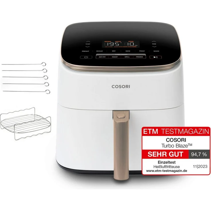 Cosori Turbo Blaze 6L Weiß-Rosa, 6L Airfryer mit DC-Motor, Weiß – Bild 1