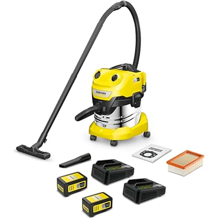 KÄRCHER Nass-Trocken-Sauger WD 4-18 S Dual Battery Set V-20/22, 36-V-Motor, 20 l Edelstahlbehälter, inkl. Akku und Ladegerät, kraftvoller 36-Volt-Motor und optimale Saugleistung – Bild 2