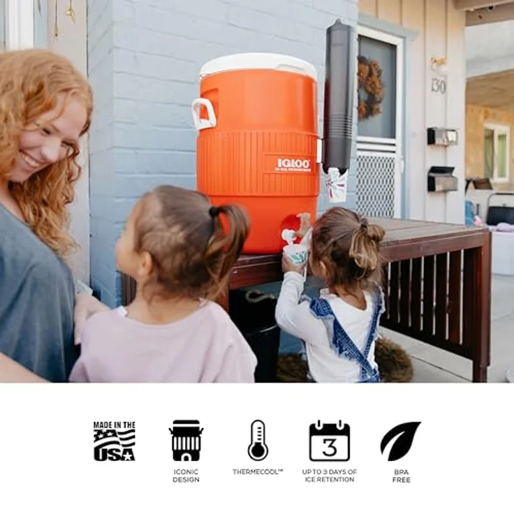 Igloo 42021 Getränkedosierer Seat-Top, 38 Liter, Isolierung, Polyethylen, 44 x 40 x 59 cm, orange – Bild 5