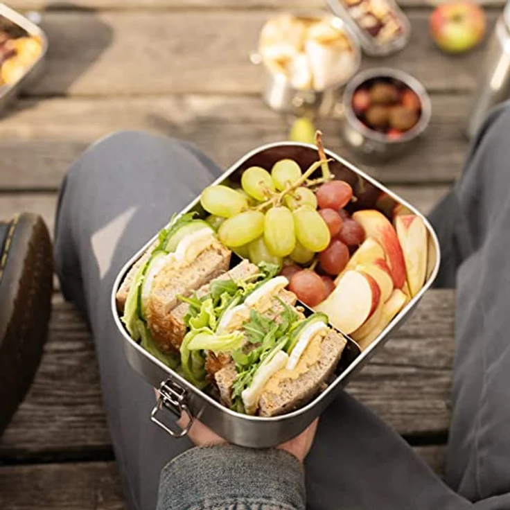 ECObrotbox Lunchbox Bento Flex Edelstahl 1300 ml Silber – Bild 9