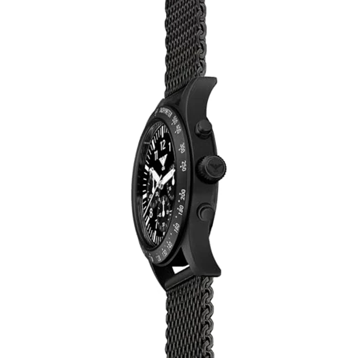 KHS Platoon Black Steel Solar Chronograph KHS.PLABSSC.MB mit Maschenband, 10 Bar wasserdicht, Solar-Quarzuhrwerk – Bild 4