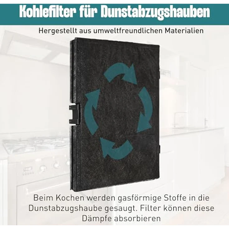 Yelid Aktivkohlefilter Dunstabzugshaube, 2er Set für Bosch DWZ0AK0A0, Siemens LZ10AKA00, Neff Z51AIA0X0, verbesserte Filtrierbarkeit, nach ISO Norm zertifiziert – Bild 5