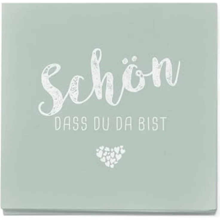 itenga Servietten Schön dass du da bist, 30 x 30 cm, 3-lagig, 40 Stück, eukalyptus grün für Kommunion, Konfirmation, Hochzeit und Taufe – Bild 2
