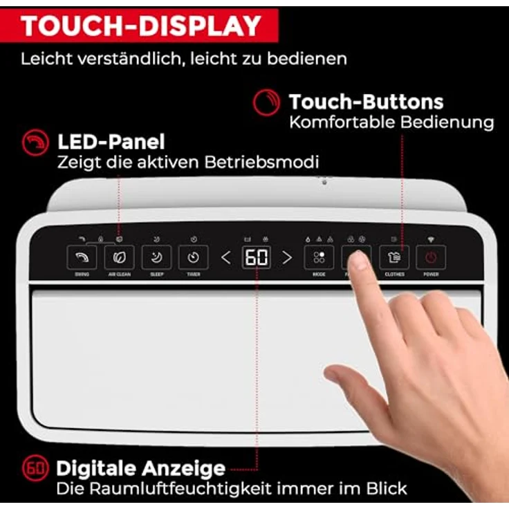 alfda AEF2000W Luftentfeuchter elektrisch mit App-Steuerung - 20 Liter/Tag, Raumentfeuchter bis 40 m², Swing-Funktion, Wäschemodus – Bild 5