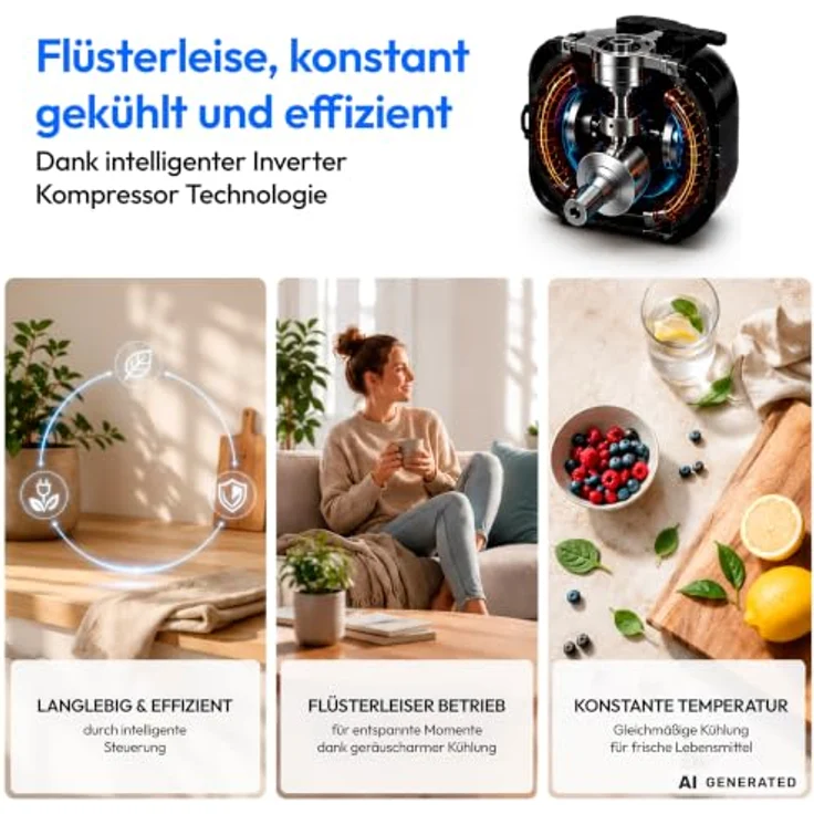 MEDION Kühlschrank MD370033, 90 Liter mit Gefrierfach, Energieeffizienzklasse E, weiß – Bild 7