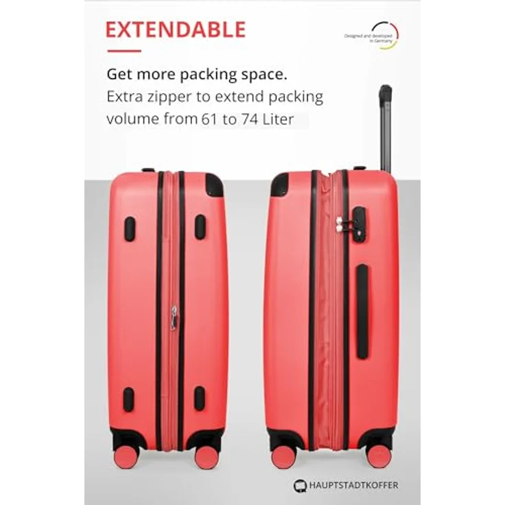 Hauptstadtkoffer Spree Mittelgroßer Koffer Hartschale Trolley, 65 cm, TSA, 74 Liter, korall – Bild 6