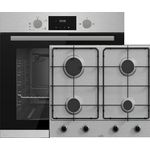Gasline Einbau-Gasherdset mit Backofenumluft und Gaskochfeld, 69 Liter, 60 cm, 4 Brenner, Edelstahl