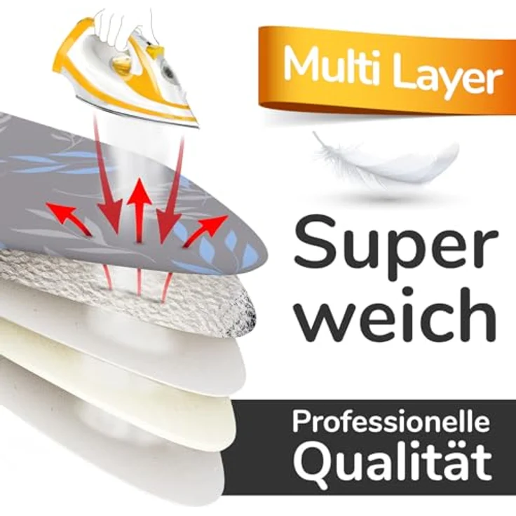 smart&gentle Super Soft Turbo-Bügelbrettbezug 120x40, ÖKOTEX zertifizierte Baumwoll-Polsterung, Thermoreflexion für schnelles Bügeln, passend für 116-120x38-40 cm Bügelbretter – Bild 4
