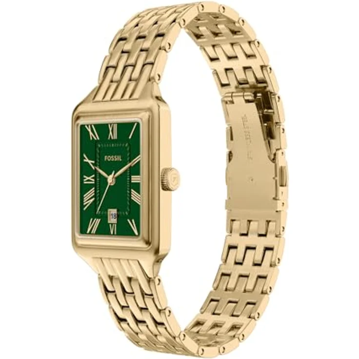 Fossil Raquel Damen 23MM Goldfarbene Edelstahluhr, ES5452 mit grünem Zifferblatt, 3-Zeiger-Quarzwerk, 50m wasserdicht – Bild 3